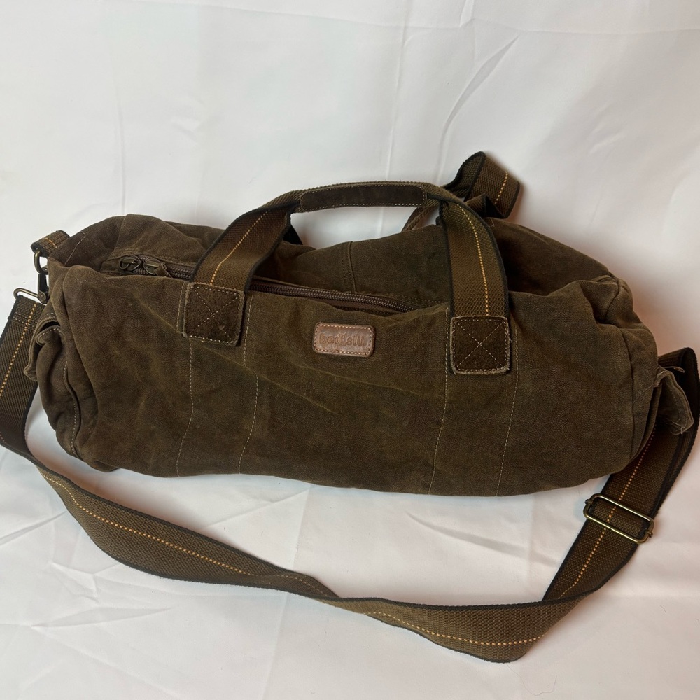 Bed Stu Vick Canvas Duffel Weekender Bag Brown Rustic W/Strap Monogram EMB